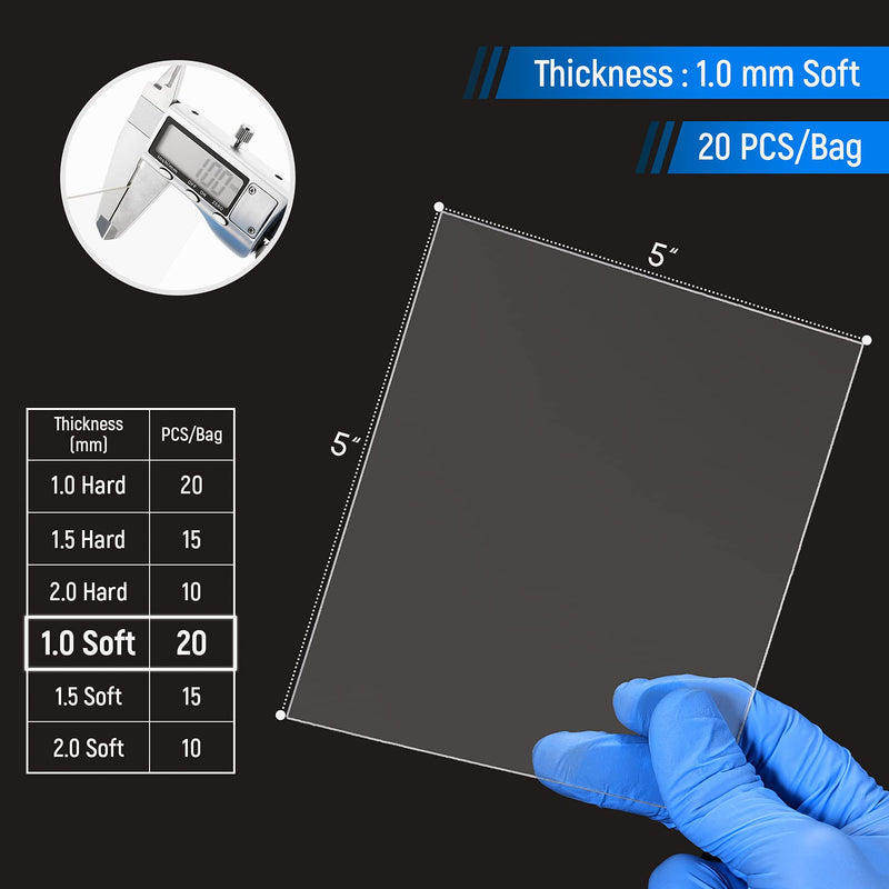 Annhua Soft Dental Splint Thermoforming, 15Pcs Resin Dental Splint Material Vacuum Forming Plastic Sheets, 1.5MM Thermoforming Plastic Sheets for Vacuum Forming Machine - Square|5" x 5" - BeesActive Australia