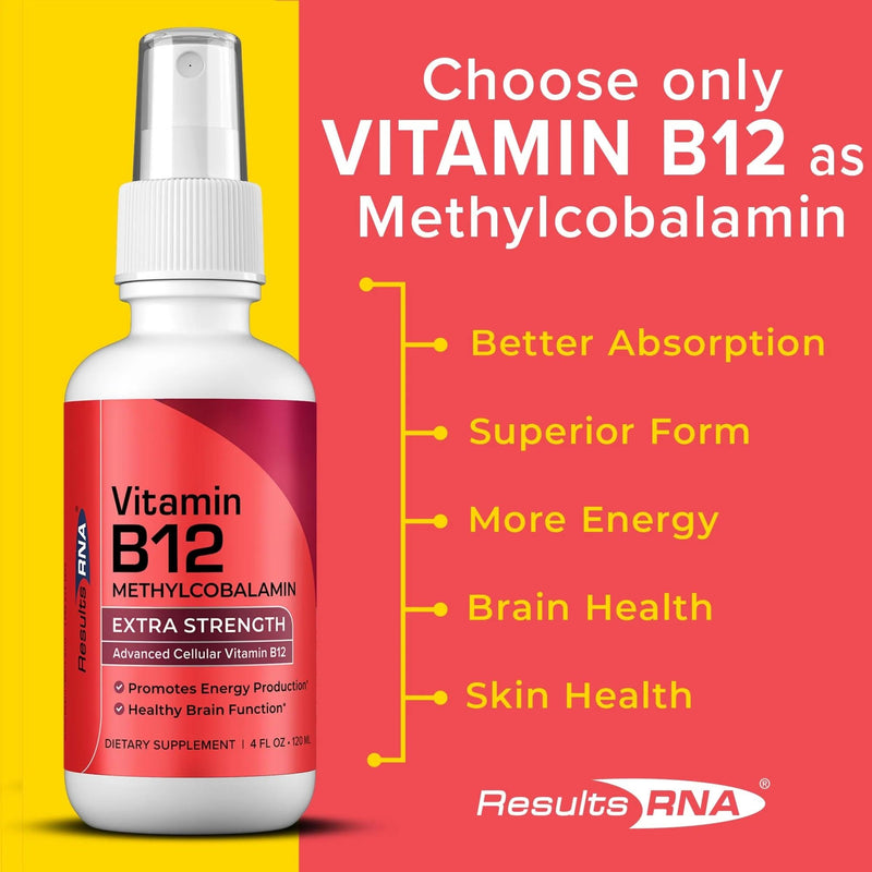 Results RNA - Advanced Cellular Vitamin B12 Methylcobalamin Supports Heart Health, Good Mood, Energy & Brain Function. Enjoy Superior Absorption Vitamin B12 Formula (4 oz - 60 Servings) 4 Fl Oz (Pack of 1)