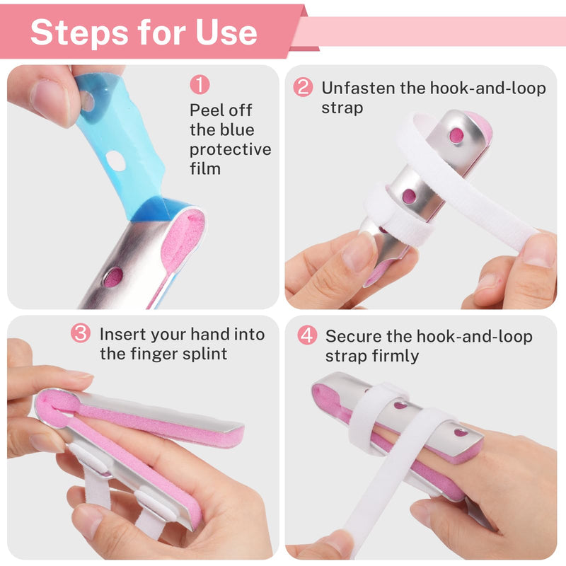 Finger Splint,5PCS Finger Splints for Broken Finger,Pinky Finger Support Brace, Mallet Finger Brace for Broken Fingers Straightening,Pink Pink，S*1,M*2,L*2 - BeesActive Australia