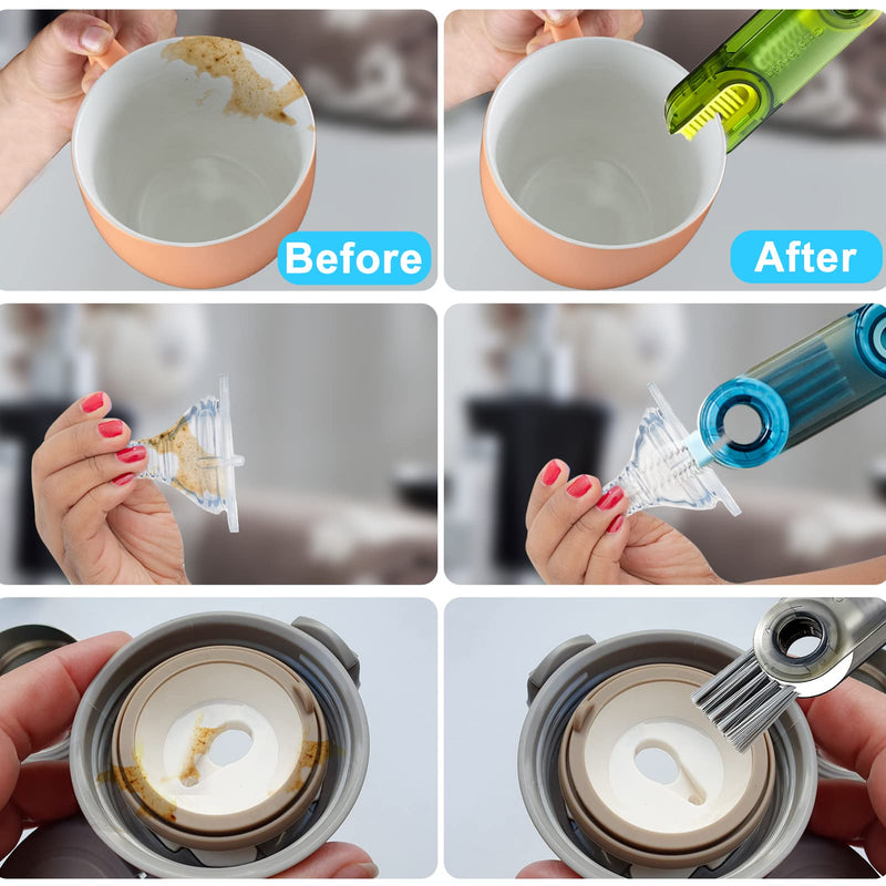 3 in 1 Multipurpose Bottle Gap Cleaner Brush,3 Pack Cup Cover Cleaning Brush,Cup Crevice Cleaning Tools,Water Bottle Cleaner Brush,Home Kitchen Cleaning Tools 3 in 1 Multifunctional Cleaning Brush-3 Pack - BeesActive Australia