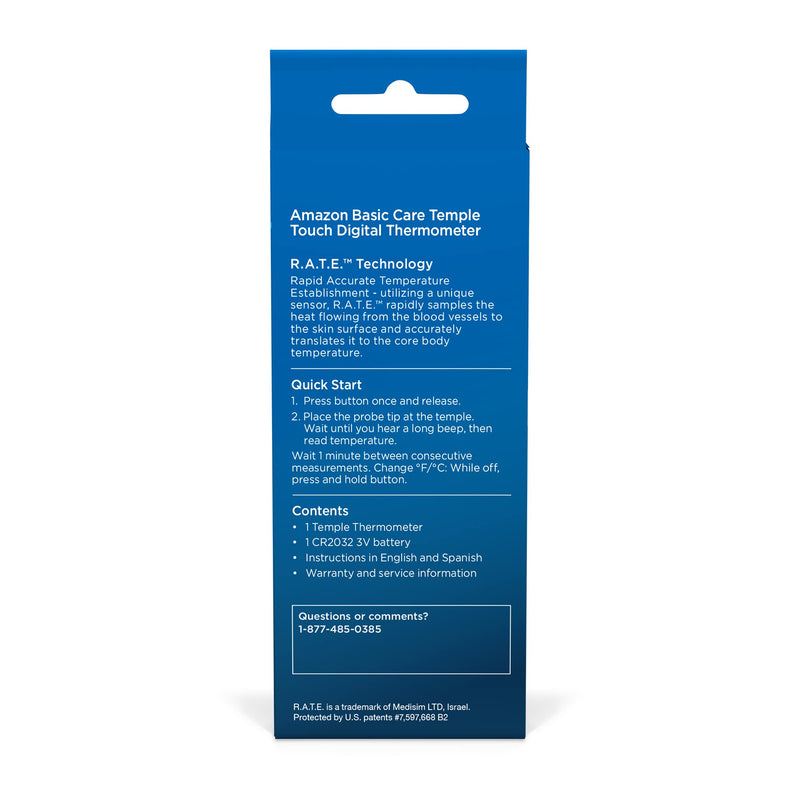 Amazon Basic Care Temple Touch Digital Thermometer, Instant Read, Easy to Use, Fast Accurate, White Pack of 1 - BeesActive Australia