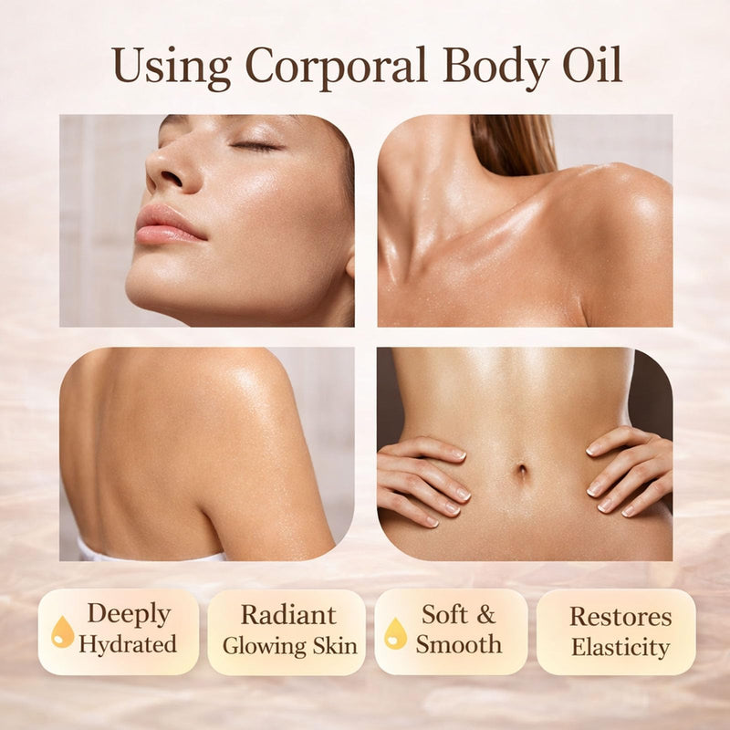 Aceite Corporal Original - Body Oil Lightweight Hydrating & Firming Body Oil with Sweet Almond, Argan, Shea & Cocoa Butter, Vitamin E, Non-Greasy – For Dry & Dull Skin – 150ml