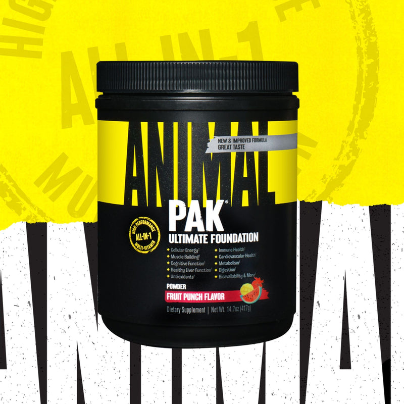Animal Pak - Convenient All-in-One Vitamin & Supplement Powder, Fruit Punch - Zinc, Vitamins C, B, D, Amino Acids, Immune Support, Digestive Enzymes - Daily Multivitamin for Women & Men - 60 Scoops 30 Servings (Pack of 1)