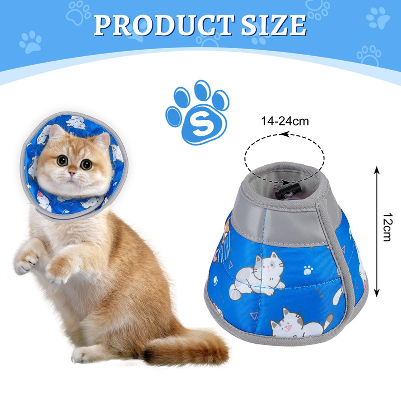 Maxentico Neck collar for cats, protective collar cat, recovery collar for cats, prevents licking of wounds cat collar, cat collar after operations and injuries (blue, S) - BeesActive Australia