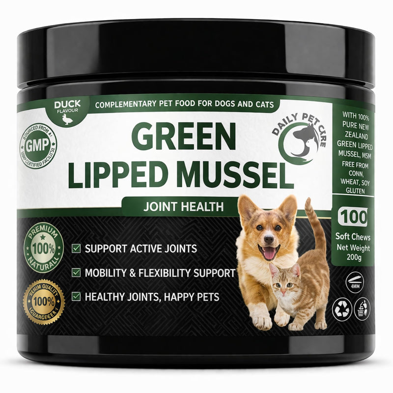 Green Lipped Mussel for Dogs & Cats High Strength Joint Supplement – Glucosamine MSM Chondroitin – Hip & Joint Support, Mobility & Arthritis Care CHEWS (DUCK FLAVOUR)