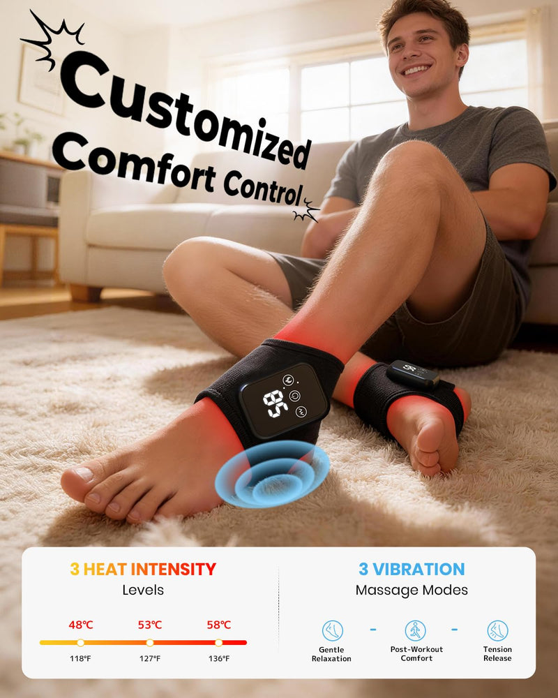Foot Renew Triple Method Massager, 3 in 1 Cordless & Portable Foot and Ankle Massager with 3 Vibration Modes & 3 Heat Levels, for Heel, Arch, and Ankle Comfort & Relief for Home/Office/Travel (2PCS) 2PCS