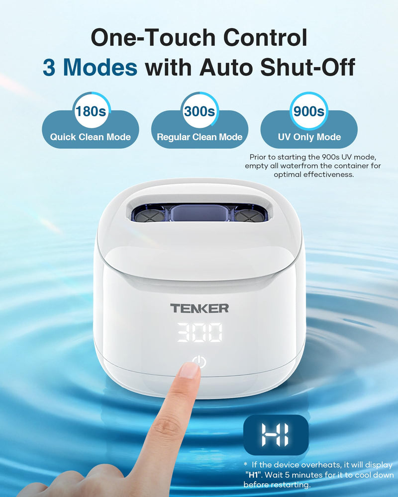 Ultrasonic Retainer Cleaner Machine, 49kHz Dental Cleaning Pod for Night Guards, Mouth Guards, Aligner, Braces, Toothbrush, Jewelry, Dentures, Ultrasonic Cleaner for Oral Dental Care, 220ML, White A-White - BeesActive Australia