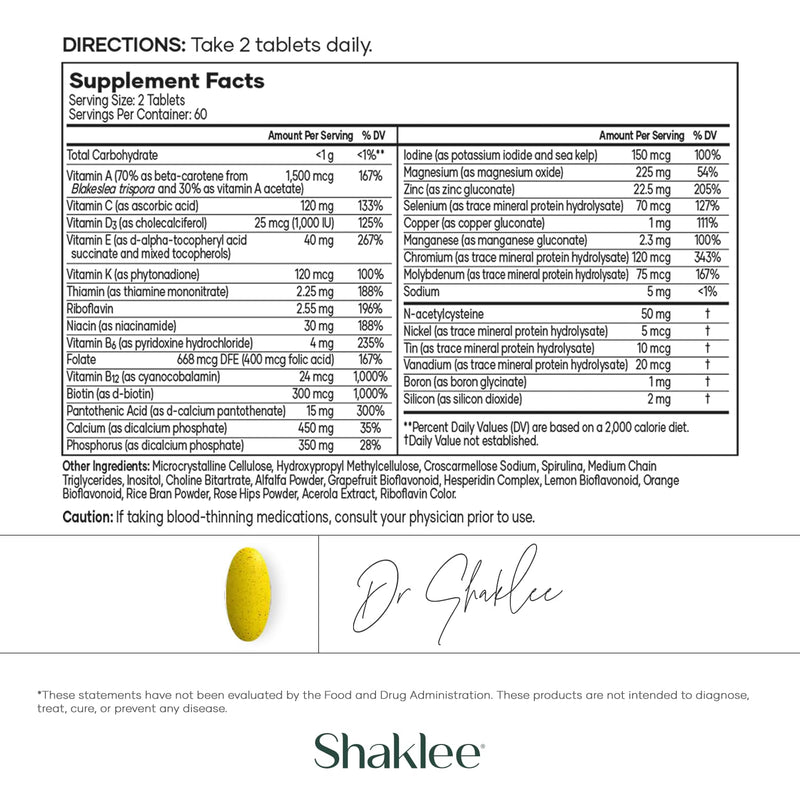 Shaklee - Vita-Lea Gold® with Vitamin K for Adults Over 50-120 Tablets | High-potency formula for heart, immune, bone, and joint health, supports physical energy and healthy aging, gluten-free