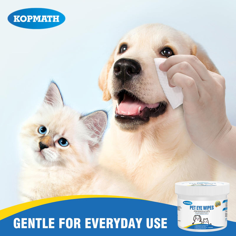 Pet Eye Wipes for Dogs and Cats, Clean Tear Stain, Big & Thick Cat Eye Wipes for Dogs, Mild Ingredient, Texturized & Presoaked Pet Eye Cleaner Pad for Discharge Crust Booger, Unscented, 100 Ct - BeesActive Australia