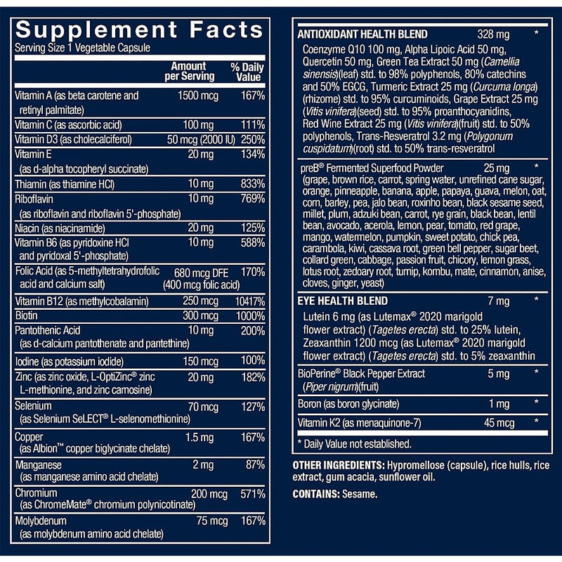 Vthrive BioActive Men 50+ One Daily Multivitamin, 30 Capsules | Men’s Multivitamin With Essential Vitamins and Minerals, Supports Daily Health and Wellness, Gluten Free, Vegetarian Capsules