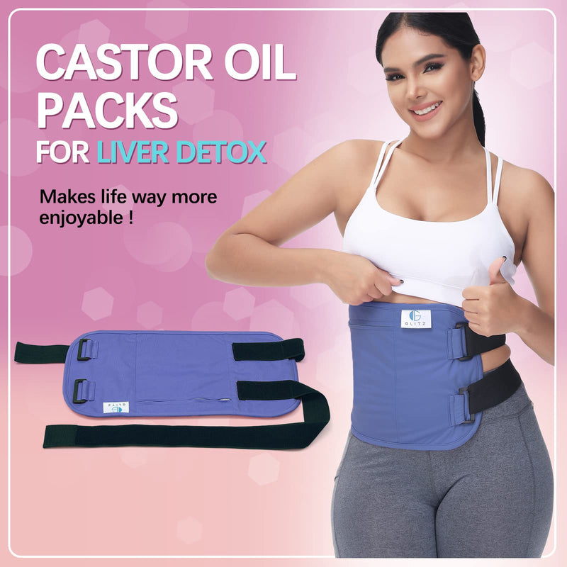 glitz Castor Oil Pack Wrap ‚Äì Reusable Organic Castor Oil Packs for Liver Detox (Compress), Less Mess, Anti Leak Outer Layer, Soft Cotton (Violet) Violet - BeesActive Australia