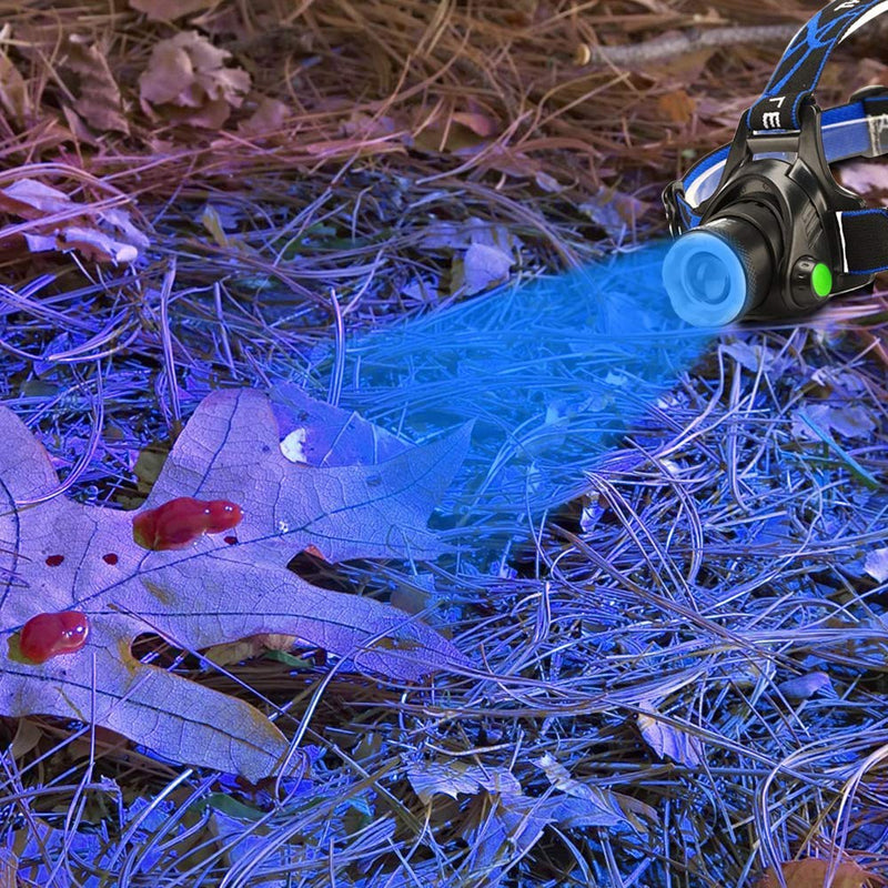 Multicolor Headlamp Flashlight 1000 Lumen Waterproof Zoomable Led Headlight with White Red Green Blue Light