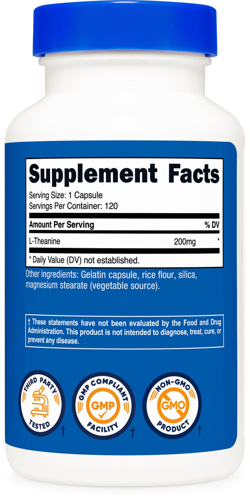 Nutricost L-Theanine 200mg, 120 Capsules, Double Strength - Non-GMO, Gluten Free 120 Count (Pack of 1) - BeesActive Australia