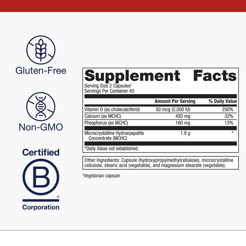 Metagenics Bone Builder Plus MCHC, Bone Density Support, 90 Capsules | Bone Health Supplement, 90 mg Calcium with Microcrystalline Hydroxyapatite (MCHC), Supports Bone Mineral Density, Gluten-Free 90 Count (Pack of 1)