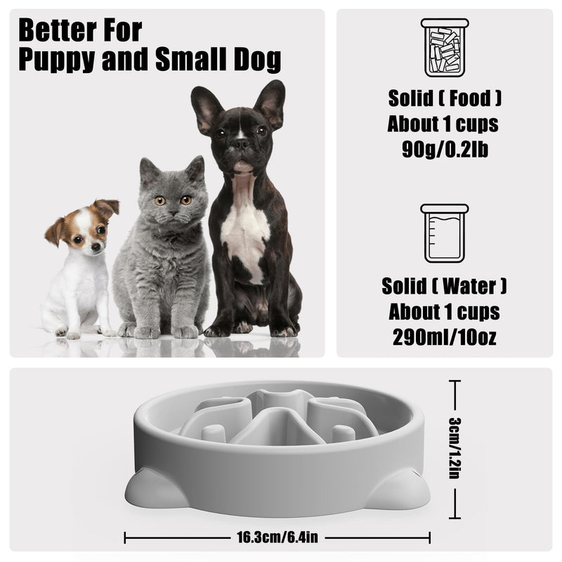 Slow Feeder Dog Bowls Small Breed, Dog Food Bowl Small Dog Anti-Choking Bloat Stop Puzzle Healthy Eating Bowl (Gray, 1 Cup) Gray - BeesActive Australia