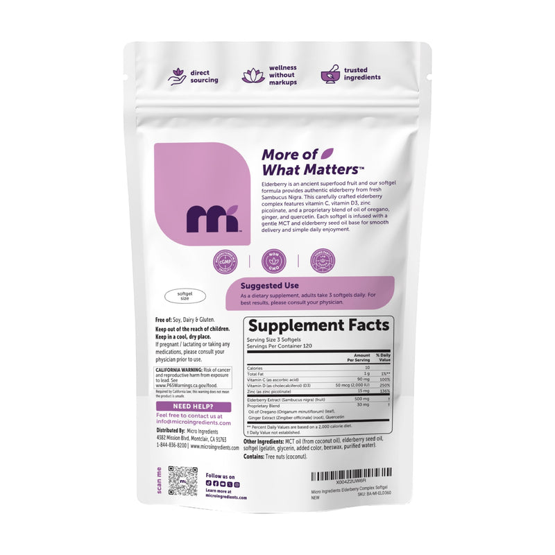 Elderberry Complex with Zinc & Vitamin C, 360 Softgels | Immune Support Supplement | 7-in-1 Sambucus Elderberry with D3, Oil of Oregano, Quercetin & Ginger | Non-GMO & Gluten Free**
