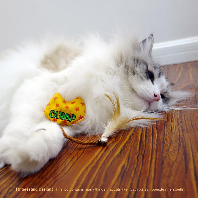 Catnip Toy with Natural Feather Bell and Sisal Rope for Indoor Cat Kitten,Cat Chew Toy. (Green) Green - BeesActive Australia