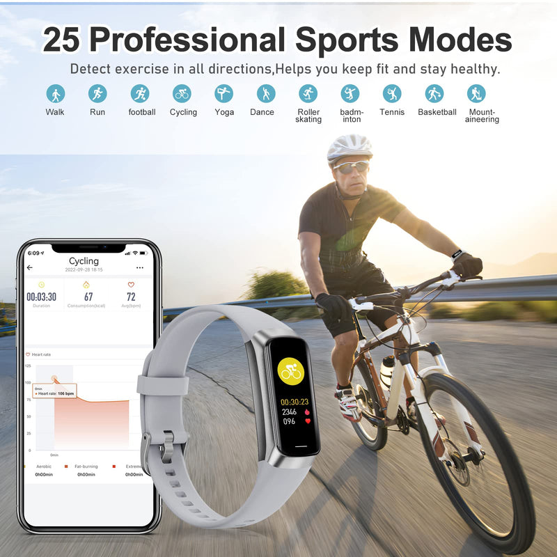 Fitness Tracker with 24/7 Heart Rate, Blood Oxygen Blood Pressure Sleep Monitor, 5 ATM Waterproof Activity Trackers,Step Calorie Counter Pedometer Health Smart Watch for Women Men Silver - BeesActive Australia