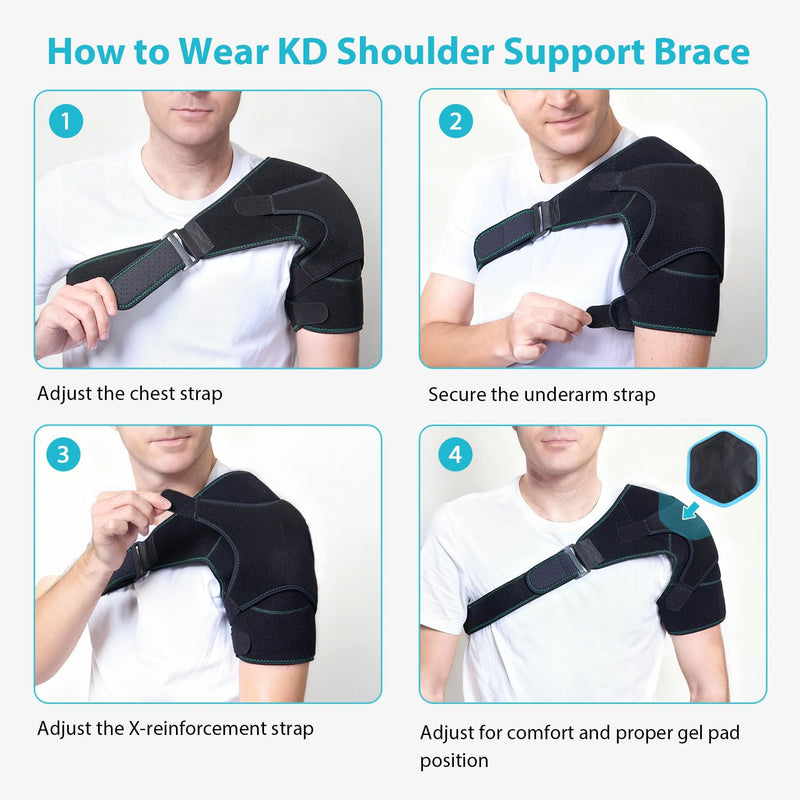 KD Shoulder Ice Pack Brace: Cold & Hot Gel Therapy Wrap for Shoulder Pain, Rotator Cuff, and Post-Surgery Recovery Regular