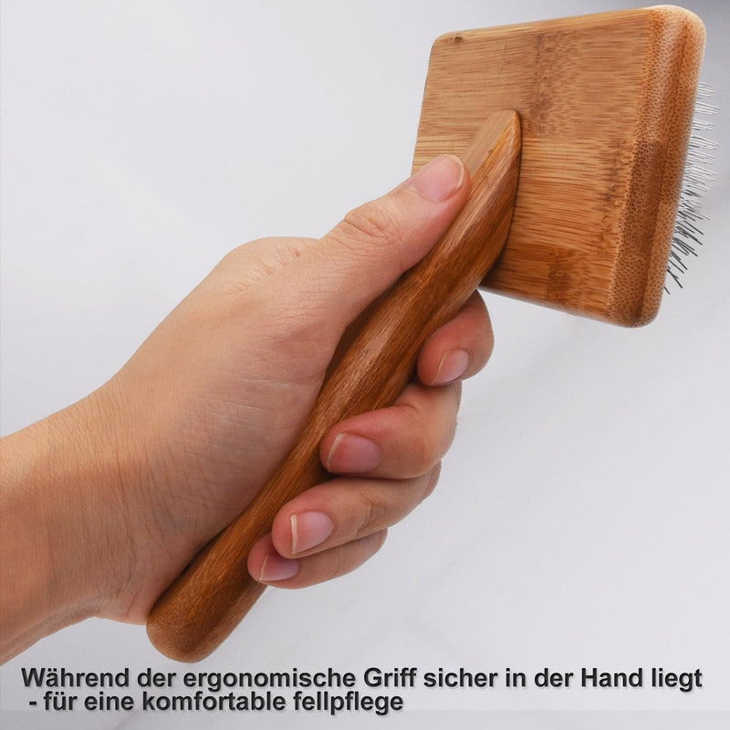Premium dog brush and cat brush grooming, dog brush wood, dog brush for knots & undercoat - short hair & long hair, fur brush for pets, slicker slicker brush with stainless steel pins - BeesActive Australia
