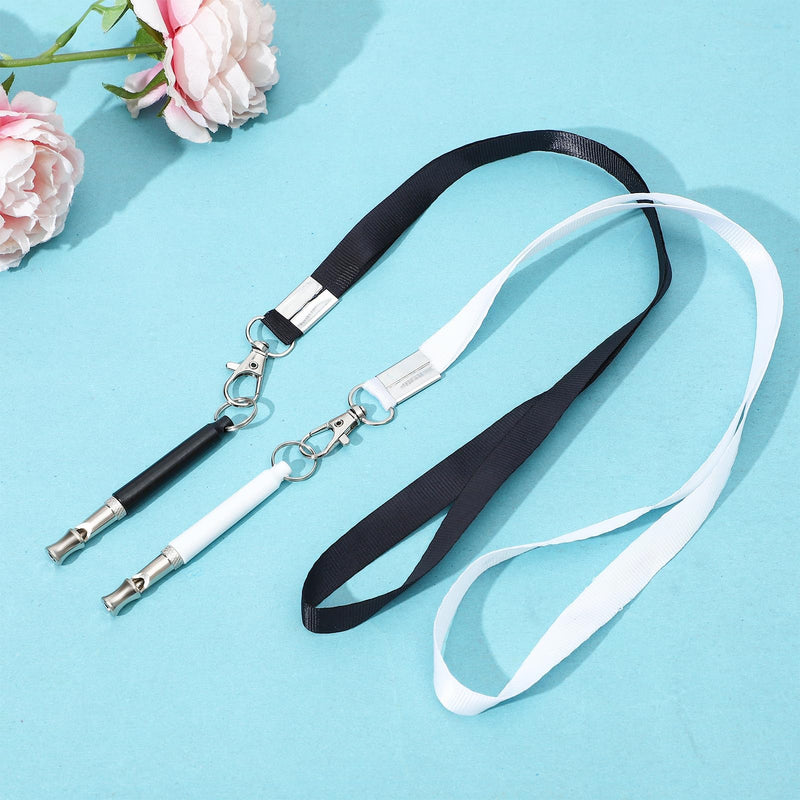 2 Pcs Dog Ttraining Whistles，Professional Recall Dog Training Whistles，Dog Whistle to Stop Barking Neighbors Dog，Adjustable Silent Dog Whistle，Black and White，with Lanyard xxs - BeesActive Australia