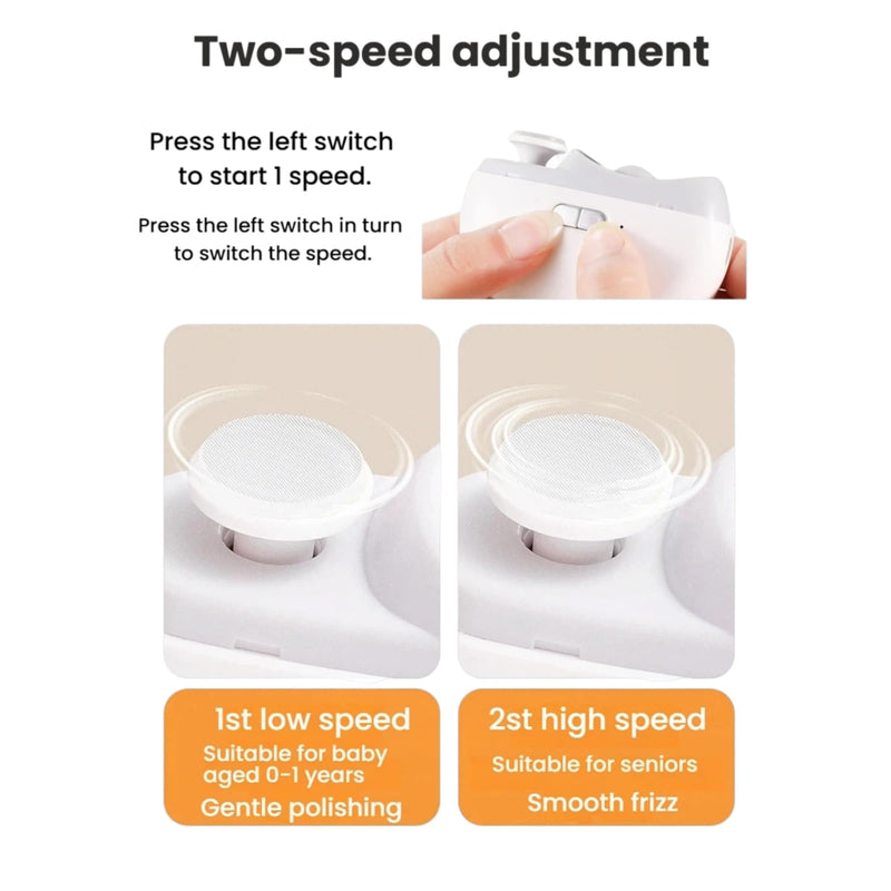 Electric Nail Clipper, 2 in 1 Two Speeds Automatic Nail Trimmer for Seniors Baby Adults, USB Rechargeable Nail Scrap Storage Safe Quiet Grinding Nail Cutter for Fingernail Toenail