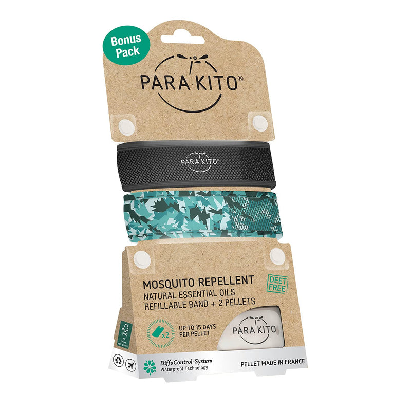 PARA'KITO Mosquito Repellent Bracelets + Refill Pellets Bundle, Mosquito Bracelets, Peppermint Oil, DEET Free Mosquito Repeller, Hiking Accessories, 2 Wristbands & 2 Refills (Black + Conceal) Black/Conceal - BeesActive Australia