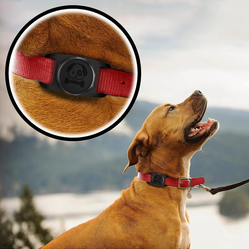 AirTag Dog Collar Holder, Apple Airtag Cat Collar Holder, Silicone Airtag Holder for Dogs Cat Collar, IP68 Waterproof Anti-lost AirTag Case (Pink) Pink - BeesActive Australia