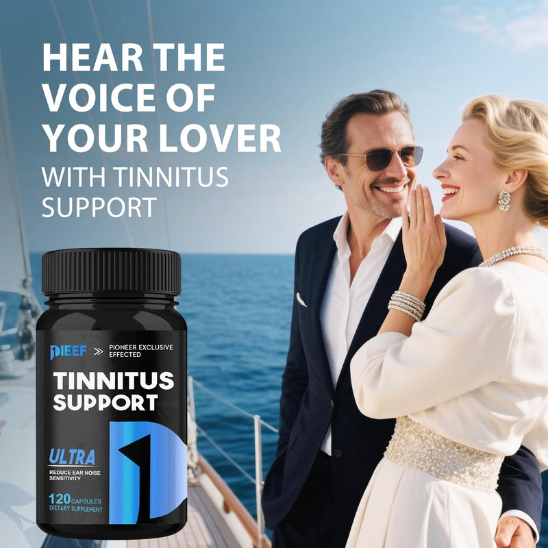 Tinnitus Relief for Ringing Ears, 120 Capsules Ear Health Vitamins Supplement, Natural Herbal Tinnitus Reduce Ear Clicking Buzzing, Improving Hearing for Men and Women, (60-Day Supply) 120 Count (Pack of 1) - BeesActive Australia