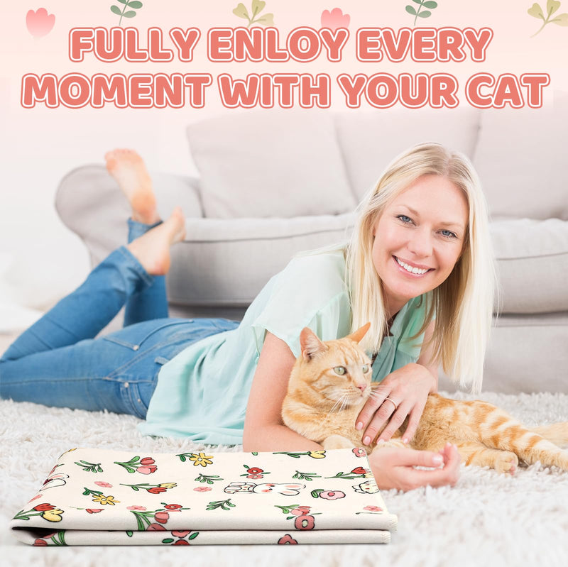 27.6" Cat Grooming Wrap for Cutting Nails, Rabbit Pattern Self-Adherent Fabric Wrap for Cats, Anti-Scratch Anti-Escape Multifunctional Cat Swaddle Tool for Teeth Brushing, Ear Cleaning L-27.6inch (within 15lbs)