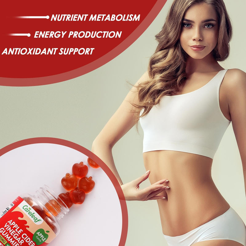 Apple Cider Vinegar Gummies, Metabolism Gummy with 1000mg AVC & Vitamin B6 Vitamin B12, ACV Gummies for Metabolism, Digestion, Detox, Gut & Immune Health, 60 Counts