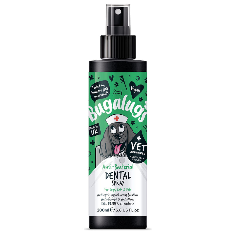 BUGALUGS Dog Breath Freshener Spray & Dog Plaque Remover - Natural Dog Teeth Cleaning Products For Bad Breath, Anti-Bacterial Dog Breath Freshener In Water Mouthwash Dogs & Cats
