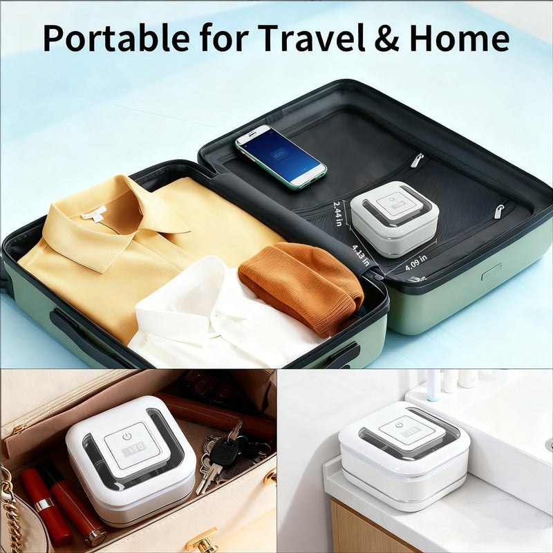 Ultrasonic Retainer Cleaner for Aligners, Mouth Guards & Dentures, 42kHz Compact Ultrasonic Denture Cleaner with Digital Timer, Portable Dental Cleaner for Home & Travel (White)