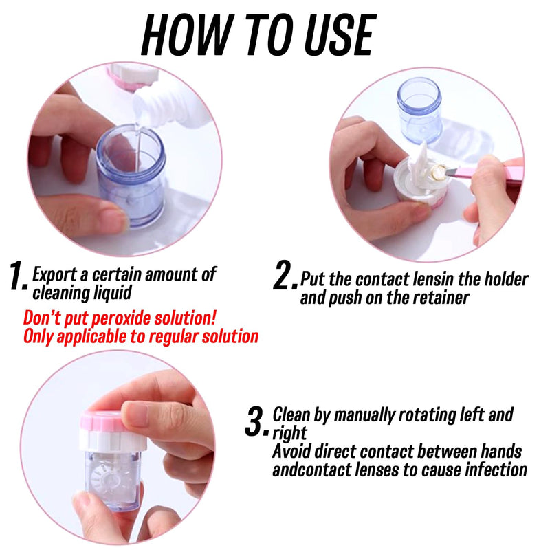 10PCS Manually Contact Lens Washer Cleaner, Lens Cleaning Container for Everyday Use, Contact Lens Cases, Contact Lens Soak Storage Kit for Travel Home