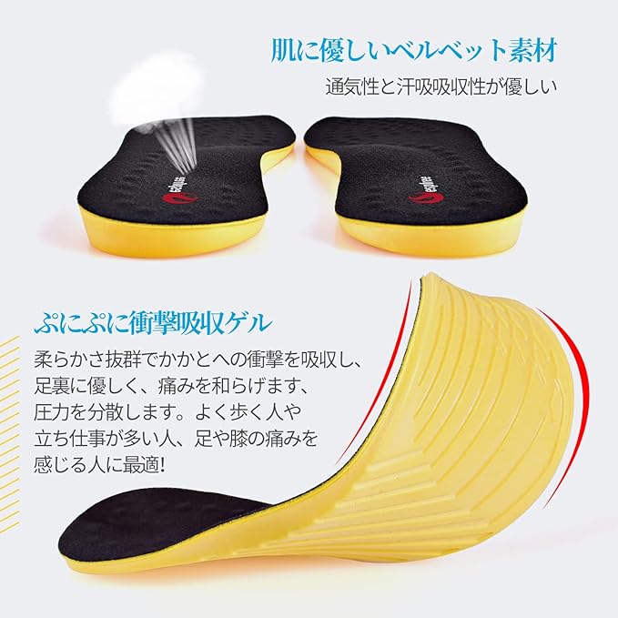 Insole, Arch Insole, Arch Support, Ultra Lightweight, Standing, Work, Breathable, Unisex, Available in 4 Sizes (M 9.4 - 10.0 inches (24 - 25.5 cm)) -  Australia
