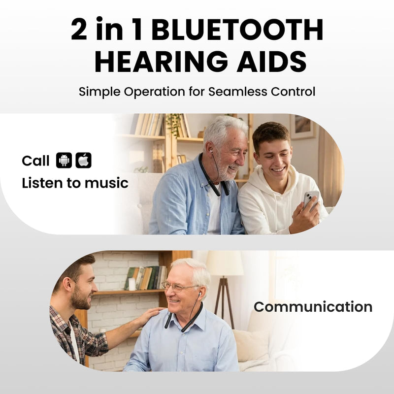 Edifier OTC Bluetooth Hearing Aids & Neckband Headphones for Adults, 2-in-1 Grey