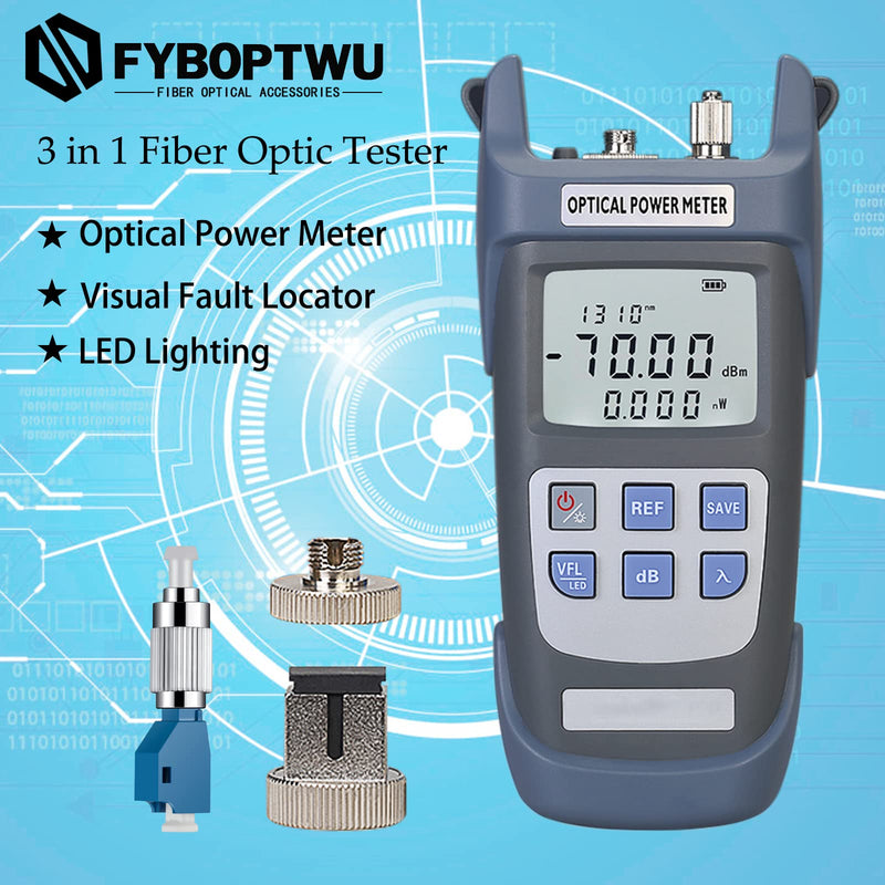 2pcs 3 in 1 Function Fiber Optic Tester Portable Optical Power Meter (FC/SC/ST) & VFL-10 Visual Fault Locator & LED Lighting, OPM & VFL Fiber Optic Tester, Range: (-70) dBm ~ (+10) dBm 2 - BeesActive Australia
