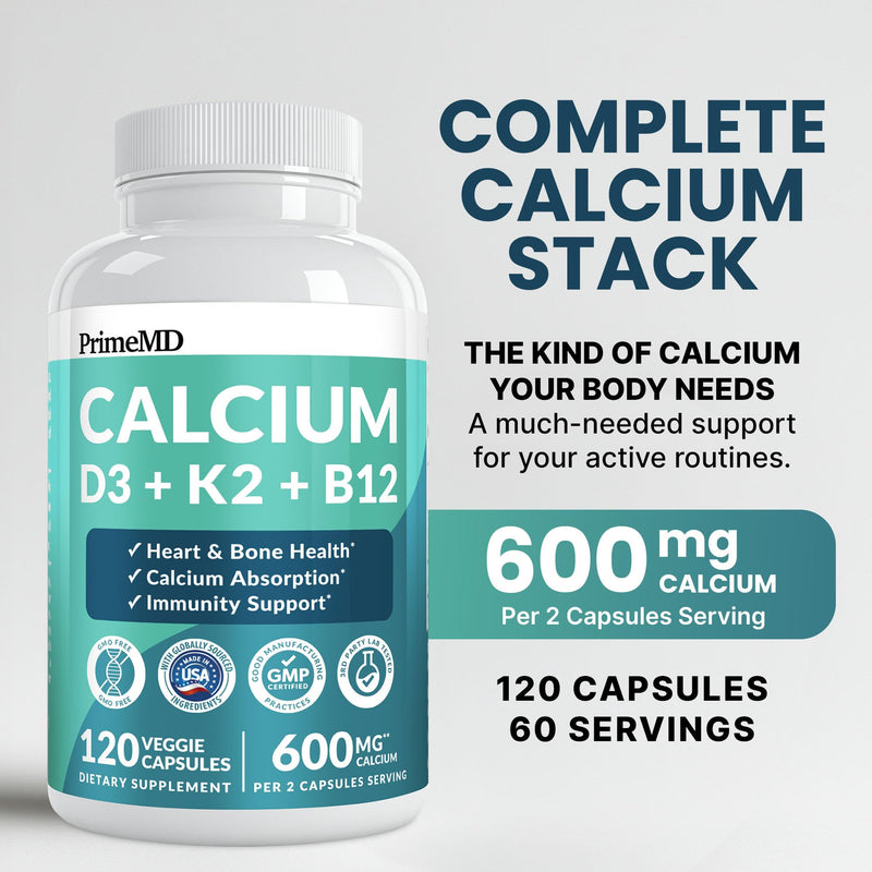 4-in-1 Calcium Supplements for Women and Men - Calcium with Vitamin D3 K2 5000 IU Supplement, 601mg per Serving for Heart, Bones & Body Defenses - Gluten-Free, Vegan-Friendly (240 ct) 120 Count (Pack of 2)