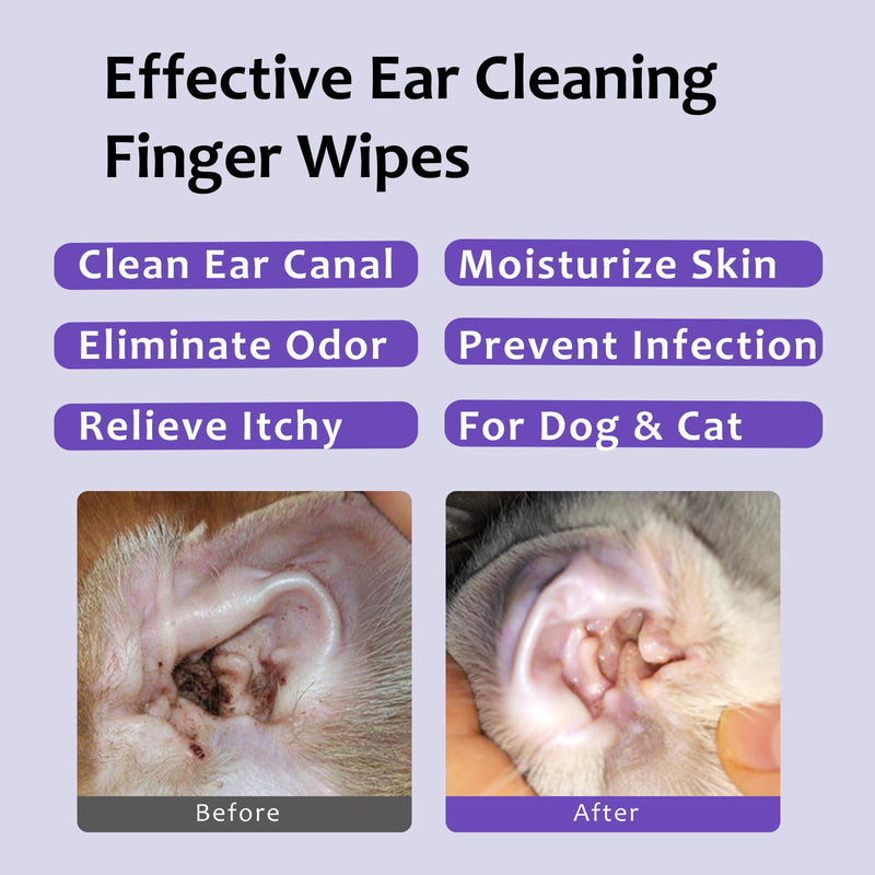 100Pcs Dog Ear Wipes, Pet Ear Cleaning Finger Wipes for Dogs & Cats, Soft Otic Cleaning Pads, Remove Wax, Dirt & Stop Smelly, Itchy, Non-Irritating Sooths & Deodorizes, Extra Wide Ear Wipes For Dog - BeesActive Australia