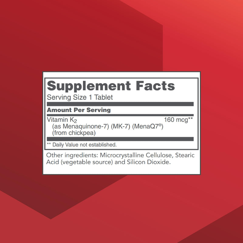PROTOCOL FOR LIFE BALANCE MK-7 Vitamin K2 160mcg, Bone Health, 60 Tablets | VIT K Supplement, MK-7 Vitamin K2 Life Balance, Support Bone Health and Vascular Elasticity*, Non-GMO and Vegan