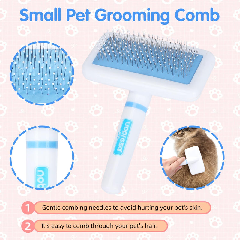 Nobleza - 6-piece small animal care set, rabbit care set with raclette brush, bath and massage glove, hamster comb (blue) - BeesActive Australia