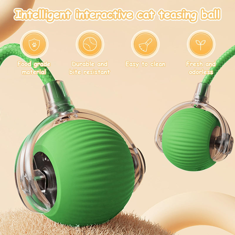 Interactive Rolling Pet Ball, Upgraded Electric Rolling Cat Toys Ball Self Moving Dog Toy, 360° Automatic Rolling Ball Toy Electric Pet Balls for Cats Dogs (Green) Green - BeesActive Australia
