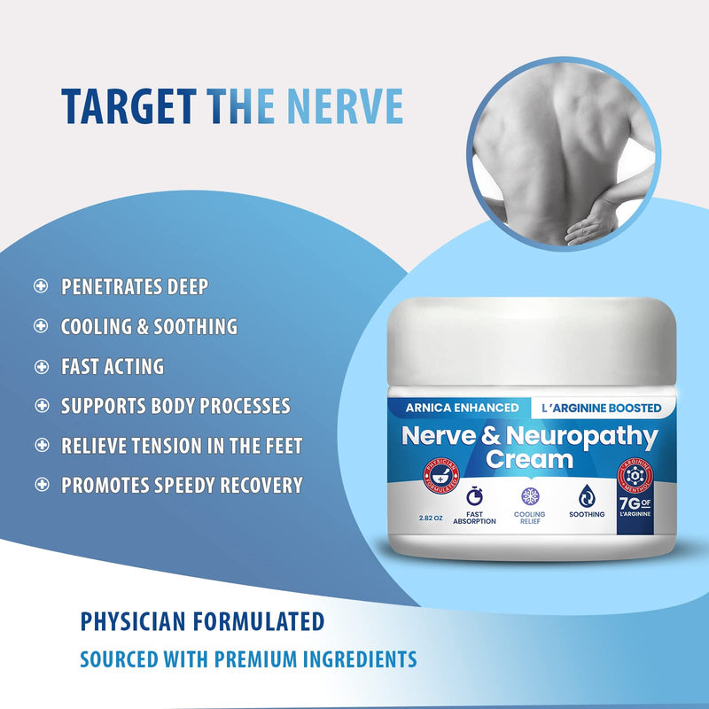 Neuropathy Cream Arnica Enhanced and L’Arginine Boosted Formula - Maximum Strength Relief for Foot, Hands, Legs, Toes Includes 7grams of L’Arginine; Vitamin B6, MSM, Arnica, Aloe -2.82oz