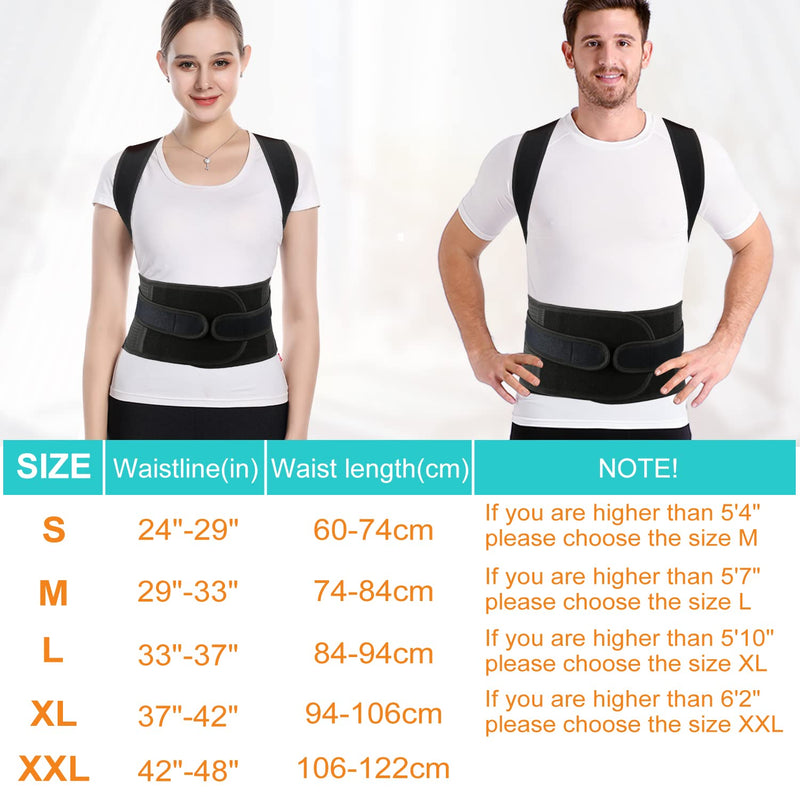 Posture Corrector for Men and Women,Adjustable Back Brace for Upper and Lower Back Pain Relief - Improve and Neck,Shoulder,Back Relieve L(33"-37") L(33"-37")