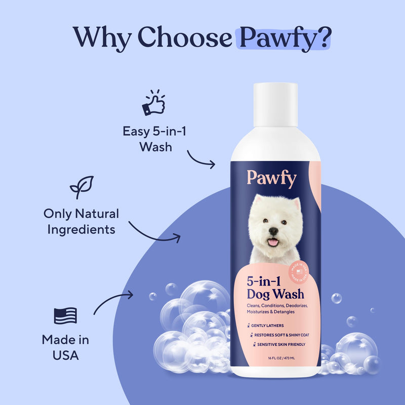 Pawfy 5-in-1 Dog Shampoo & Conditioner | Oatmeal & Aloe | Natural, Vet Reviewed Formulation | Itch Relief | Softness | Whiteness - BeesActive Australia