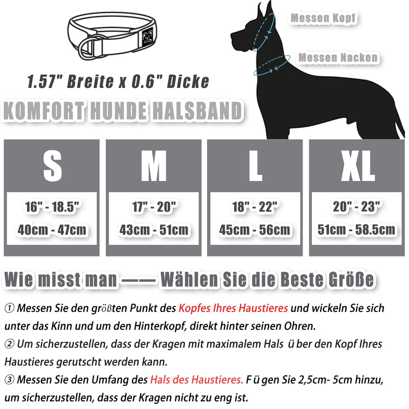 Soft Neoprene Padded Dog Collar (4cm Width) Reflective Dog Collar with Robust Nylon & Pull Stop, Comfortable Pull Collar Dressage Collar for Small Medium Large Dogs Anti-Pull Walking S, Black Black S 40-47cm Neck Circumference - BeesActive Australia