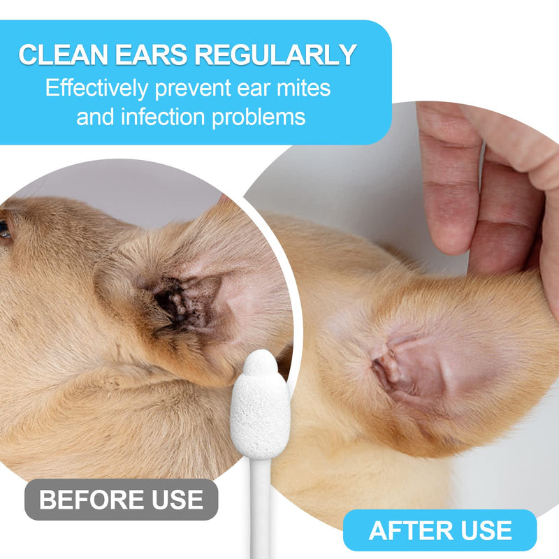 Dog Ear Cleaner dog ear infection treatment Gourd-shaped swabs prevent accidental injury to the ear canal for safer cleaning of your pet's ears. Specifically designed for dogs and cats, L 56 Pcs 56Pcs (1 pack) - BeesActive Australia