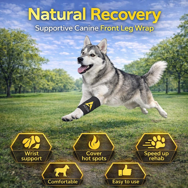 AGON® Dog Canine Front Leg Brace Paw Compression Wraps with Protects Wounds Brace Heals and Prevents Injuries and Sprains Helps with Loss of Stability Caused by Arthritis (XXS/XS) XXS/XS