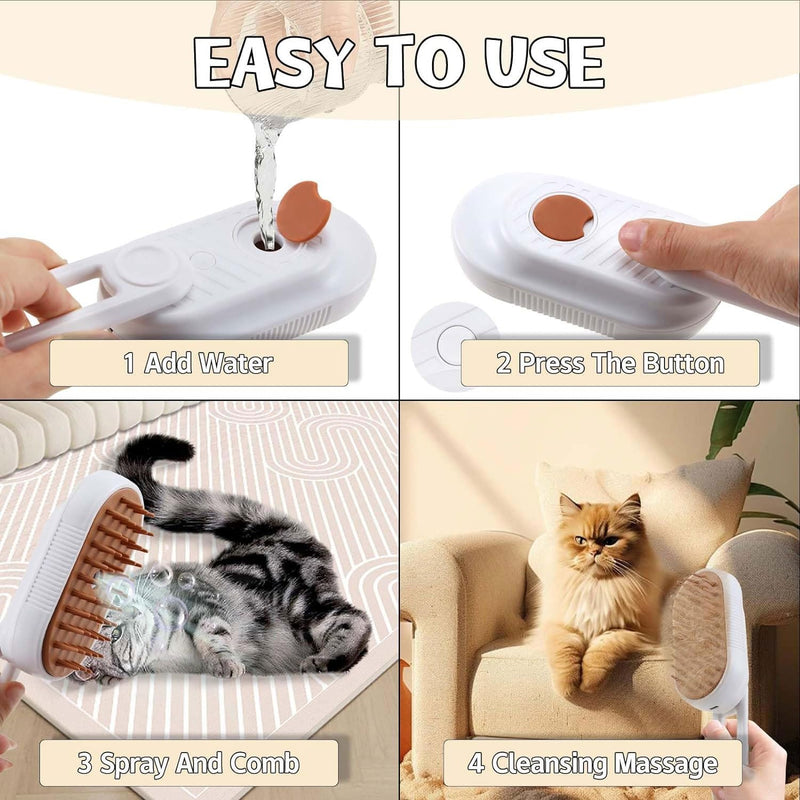 Cat brush with steam, steamy cat brush, self-cleaning spray comb, steamy pet brush dog cat, cat dog pet spray comb, water steam brush cat comb, steam brush for cats and dogs - BeesActive Australia