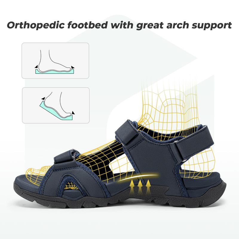 FitVille Wide Sandals for Men With Arch Support Orthopedic Comfortable Summer Men’s Wide Sandals for Plantar Fasciitis & Swollen Feet Breathable Outdoor Recovery Athletic Walking Sandal for Man 15 Wide Navy Blue